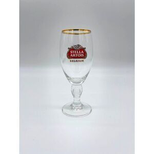 Stella Artois Chalice Beer Glass 5 oz Gold Rim Vintage
